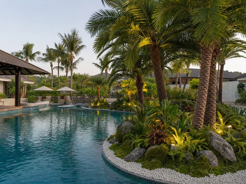 Resort palm trees
